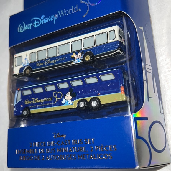 DISNEY Mickey Mouse and Minnie Mouse 50th Anniversary Die Cast Bus Set - Picture 7 of 9